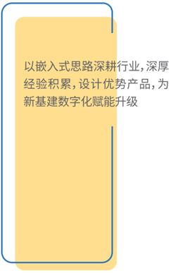 以嵌入式思路深耕行业，深厚经验积累、设计优势产品，为新基建数字化赋能提升